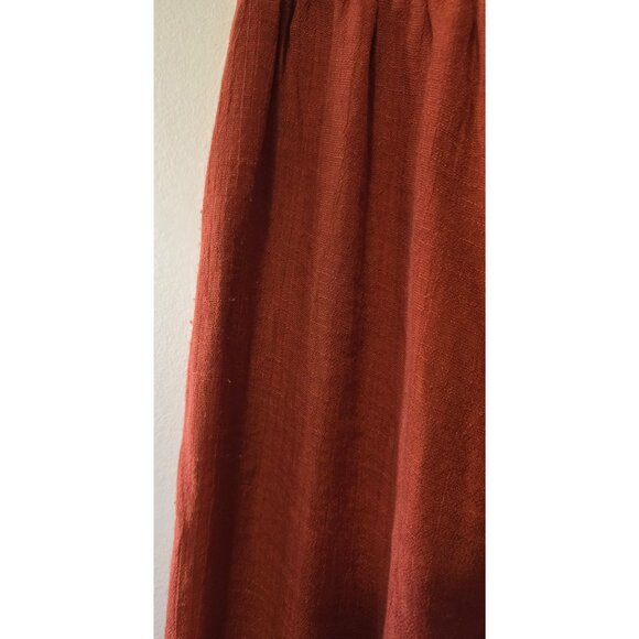 Casa Donna Red Wide Leg Pants Flowy Elastic Waist Boho Festival Relaxed Sz L - Picture 5 of 7